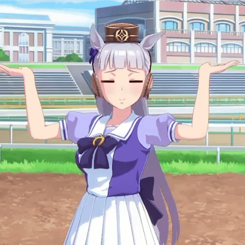 A Girl In A Purple Dress Is Standing On A Dirt Track With Her Eyes Closed GIF