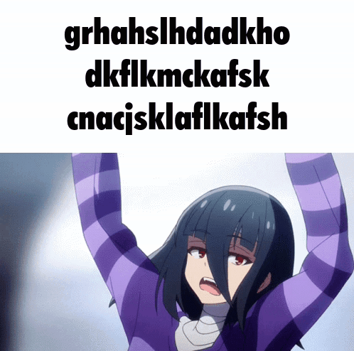 A Girl In A Purple Sweater Holds Her Hands Up In The Air GIF