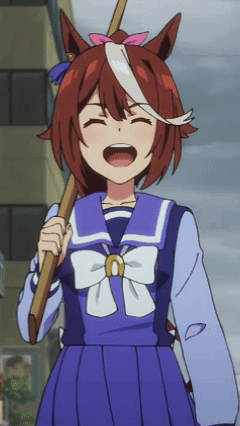 A Girl In A Sailor Outfit Is Holding A Stick In Her Hand GIF