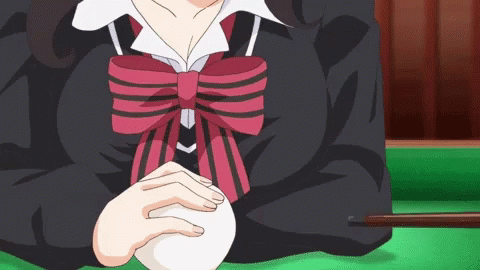 A Girl In A School Uniform Is Holding A White Ball In Her Hands GIF