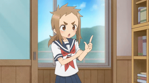 A Girl In A School Uniform Is Pointing Her Finger GIF