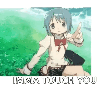 A Girl In A School Uniform Is Sitting On A Person 'S Lap And Pointing . GIF