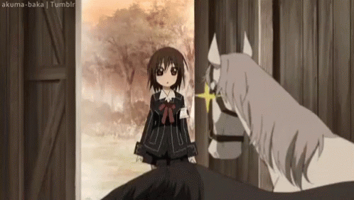 A Girl In A School Uniform Is Standing Next To A Horse . GIF