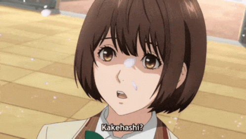A Girl In A School Uniform Says Kakehashi In A Cartoon GIF