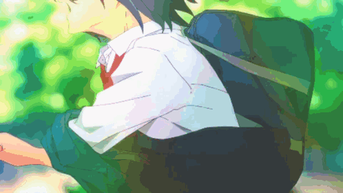 A Girl In A School Uniform With A Backpack GIF