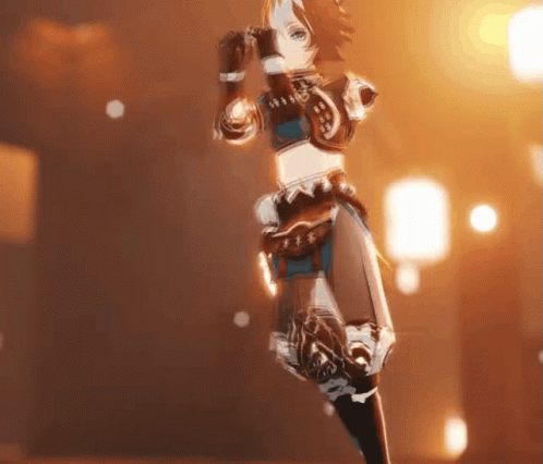 A Girl In A Video Game Is Dancing In A Dark Room GIF