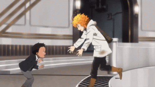 A Girl In A White Coat Is Running Towards A Boy GIF