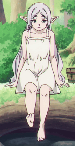 Girl Sitting On Rock In White Dress GIF