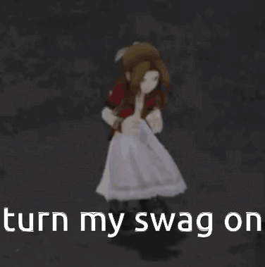 A Girl In A White Dress Is Standing Next To A Man In A Red Shirt . GIF
