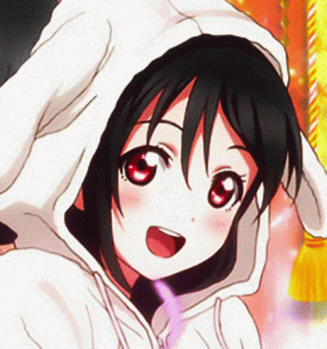 A Girl In A White Hoodie With Bunny Ears GIF