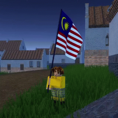 A Girl In A Yellow Shirt Is Holding A Flag In Front Of A Building GIF
