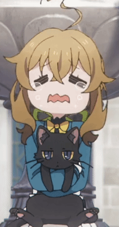 A Girl Is Crying While Holding A Black Cat In Her Arms GIF