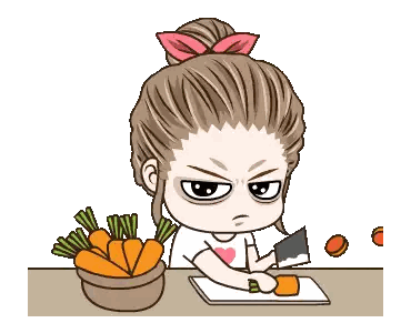 a girl is cutting carrots on a cutting board