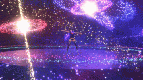 A Girl Is Dancing In Front Of A Purple Background GIF