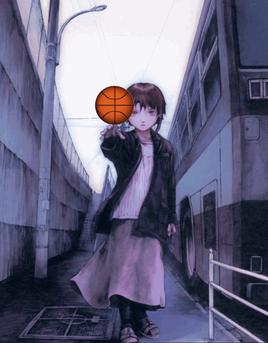 A Girl Is Holding A Basketball On Her Head In Front Of A Bus GIF