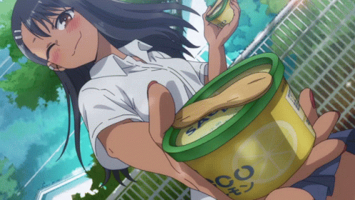 A Girl Is Holding A Container Of Ice Cream That Says Go GIF
