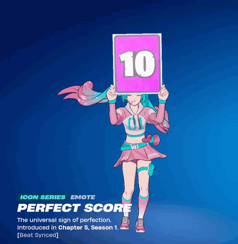 A Girl Is Holding A Sign That Says Perfect Score GIF