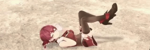 A Girl Is Laying On The Ground With Her Legs Crossed . GIF