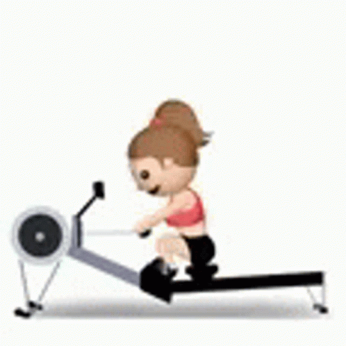 A Girl Is Riding A Rowing Machine With A Rope . GIF