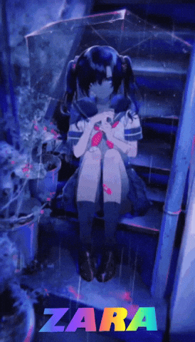 A Girl Is Sitting On A Set Of Stairs With The Word Zara On The Bottom Right GIF