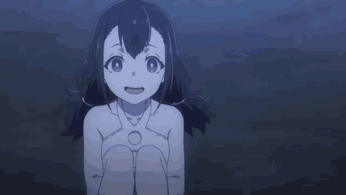 A Girl Is Sitting On The Ground With Her Legs Crossed And Smiling At The Camera . GIF