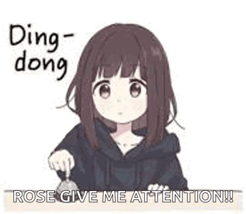 A Girl Is Standing In Front Of A Sign That Says `` Ding Dong '' . GIF