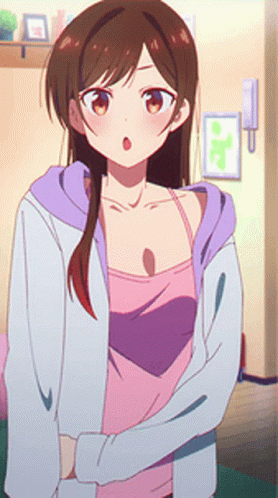 A Girl Is Wearing A Pink Tank Top And A Purple Hoodie GIF