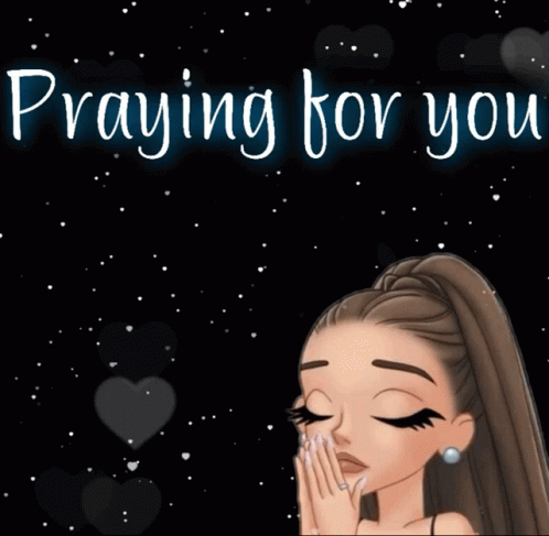 A Girl Praying With The Words Praying For You Behind Her GIF