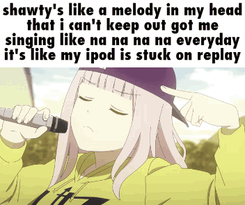 A Girl Singing Into A Microphone With A Caption That Says Shawty 'S Like A Melody GIF