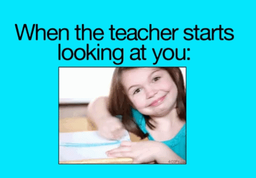 Girl Sitting At Desk When Teacher Looks GIF