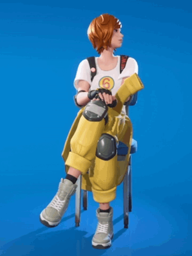 A Girl Sitting On A Chair With A Number 6 On Her Shirt GIF