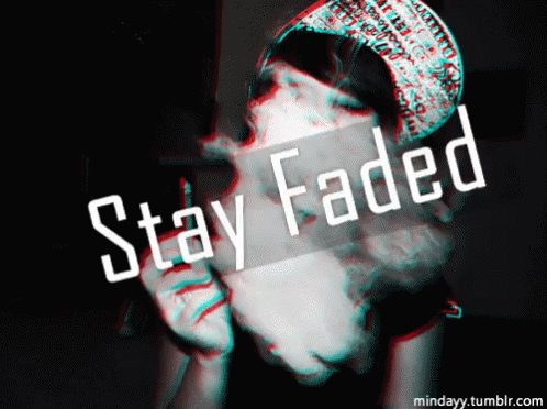 A Girl Smoking A Cigarette With The Words Stay Faded On The Bottom Right GIF