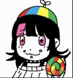 A Girl Wearing A Colorful Hat And Holding A Lollipop GIF