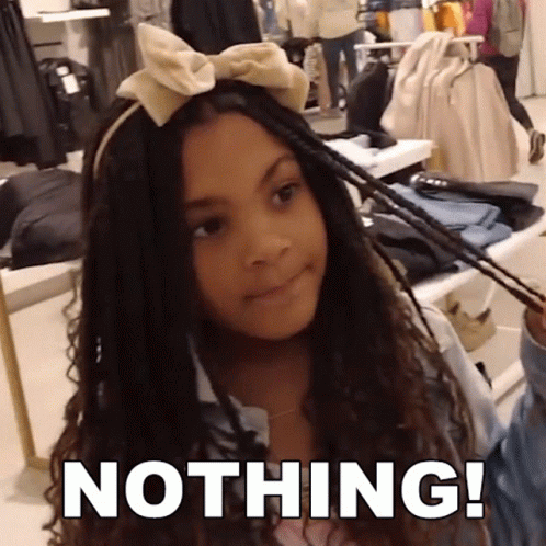A Girl Wearing A Headband With A Bow And The Word Nothing Written On It GIF