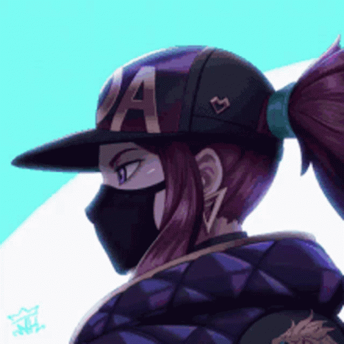 A Girl Wearing A Mask And A Baseball Cap With The Letter A On It GIF