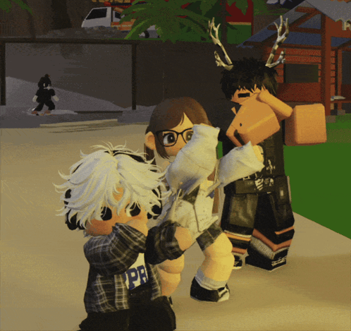 A Girl Wearing A Plaid Shirt That Says Jph Stands Next To A Boy GIF
