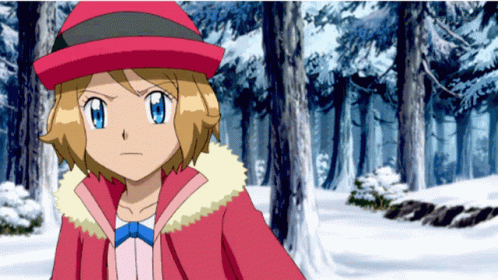 Girl In Red Hat And Pink Coat In Snowy Forest GIF