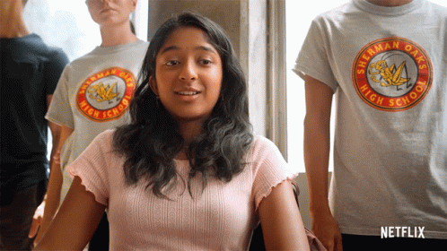 A Girl Wearing A Sherman Oaks High School Shirt GIF