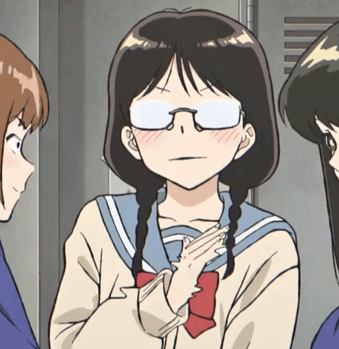 A Girl Wearing Glasses And A Red Bow Tie Is Making A Funny Face GIF