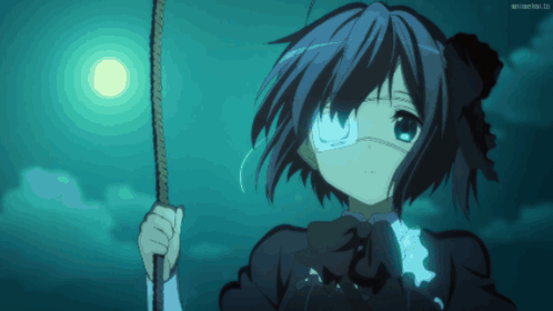 A Girl With A Bandage On Her Eye Is Holding A Stick GIF