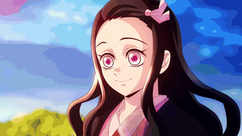 A Girl With A Bow In Her Hair Looks At The Camera GIF