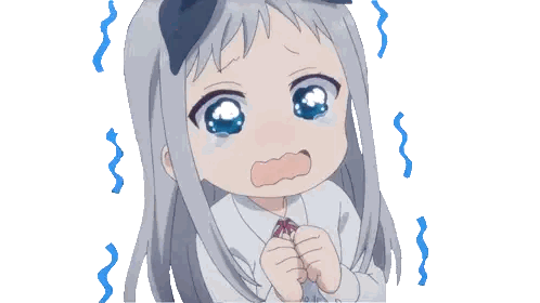 a girl with a bow on her head is crying