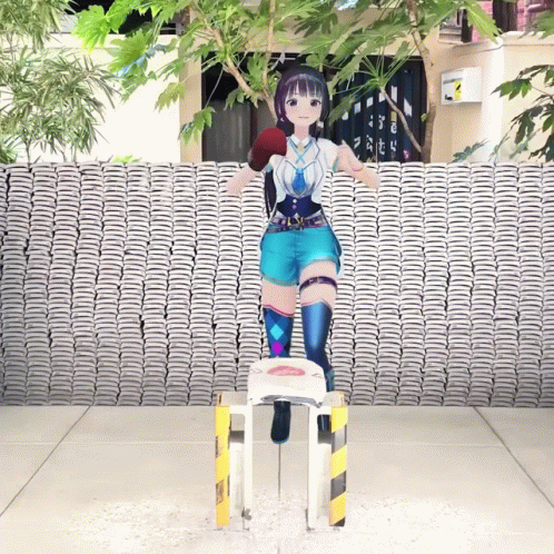 A Girl With A Boxing Glove Is Standing On A Stool GIF