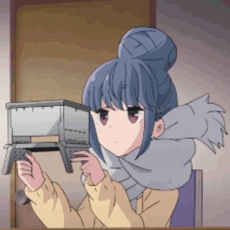 A Girl With A Bun Is Holding A Small Device GIF