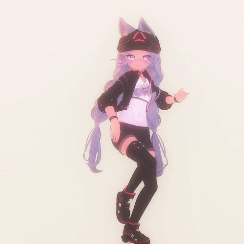 Girl With Cat Ear Hat And I M A Cat T-Shirt GIF