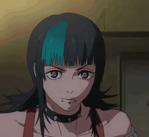 A Girl With A Choker Around Her Neck Has A Piercing On Her Neck GIF
