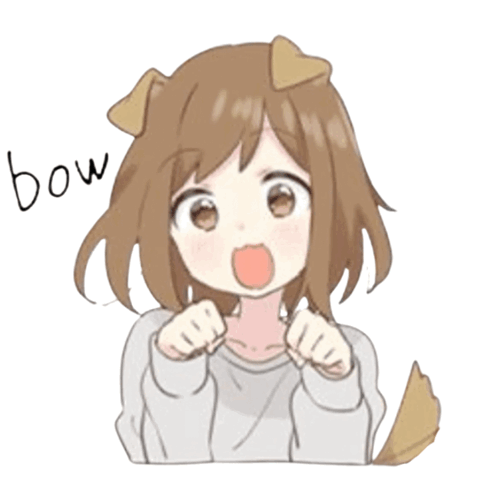 A Girl With A Dog 'S Ears On Her Head And A Tail . GIF