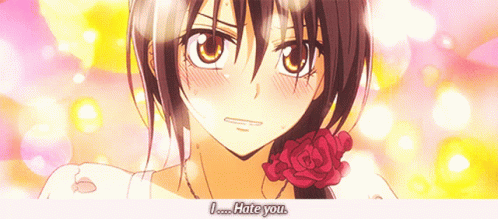 A Girl With A Flower In Her Hair Says " I Hate You " GIF