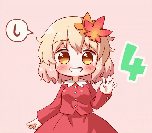 A Girl With A Maple Leaf In Her Hair Is Giving The Peace Sign GIF