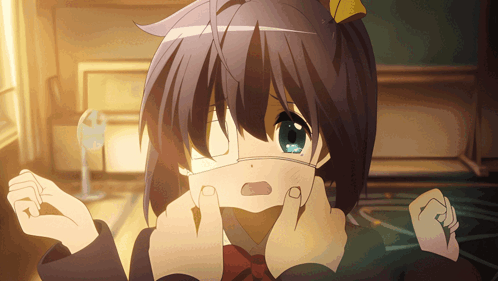 A Girl With A Mask On Her Face Is Making A Face GIF